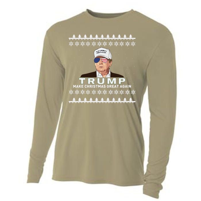 Make Christmas Great Again Trump Xmas Funny 2024 Cooling Performance Long Sleeve Crew