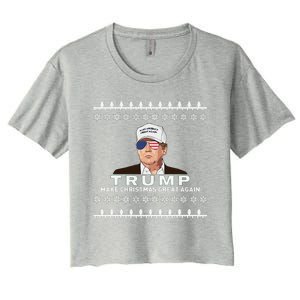 Make Christmas Great Again Trump Xmas Funny 2024 Women's Crop Top Tee