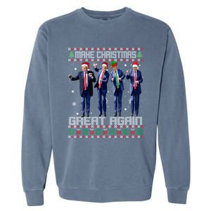 Make Christmas Great Again Ugly Trump Dance Santa Great Gift Garment-Dyed Sweatshirt