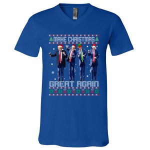 Make Christmas Great Again Ugly Trump Dance Santa Great Gift V-Neck T-Shirt