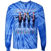 Make Christmas Great Again Ugly Trump Dance Santa Great Gift Tie-Dye Long Sleeve Shirt