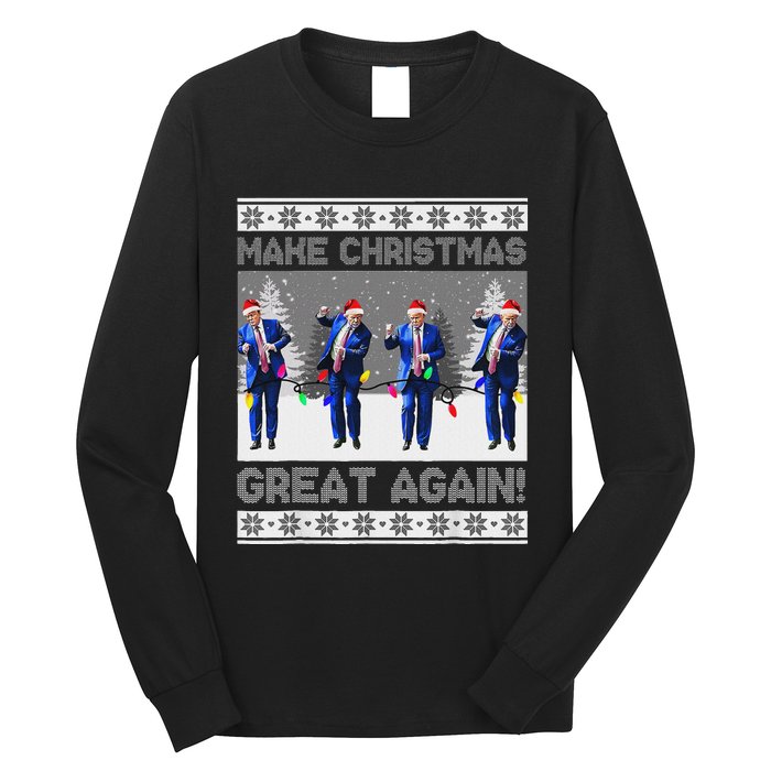 Make Christmas Great Again Trump Dance Xmas Long Sleeve Shirt