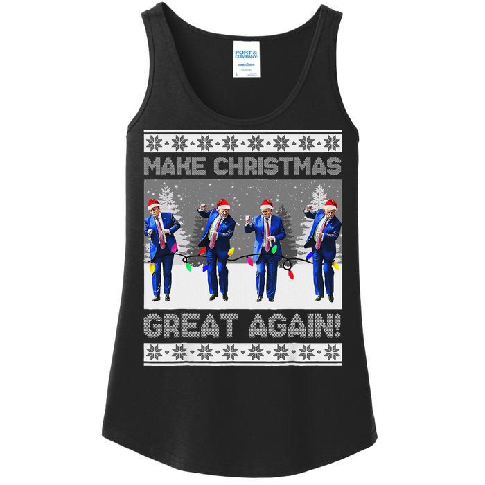 Make Christmas Great Again Trump Dance Xmas Ladies Essential Tank