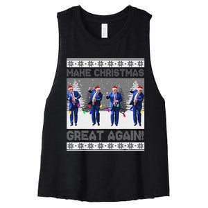 Make Christmas Great Again Trump Dance Xmas Women's Racerback Cropped Tank