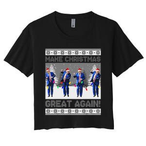 Make Christmas Great Again Trump Dance Xmas Women's Crop Top Tee