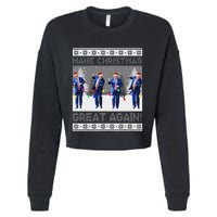 Make Christmas Great Again Trump Dance Xmas Cropped Pullover Crew