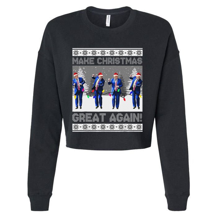 Make Christmas Great Again Trump Dance Xmas Cropped Pullover Crew