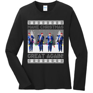 Make Christmas Great Again Trump Dance Xmas Ladies Long Sleeve Shirt