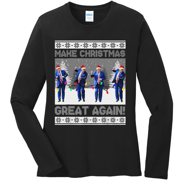 Make Christmas Great Again Trump Dance Xmas Ladies Long Sleeve Shirt