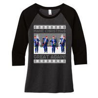 Make Christmas Great Again Trump Dance Xmas Women's Tri-Blend 3/4-Sleeve Raglan Shirt