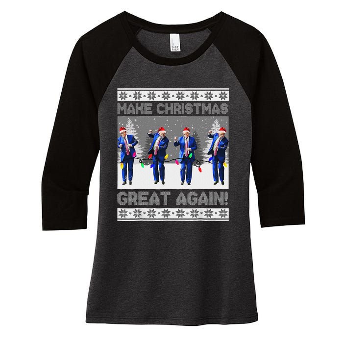 Make Christmas Great Again Trump Dance Xmas Women's Tri-Blend 3/4-Sleeve Raglan Shirt