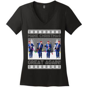 Make Christmas Great Again Trump Dance Xmas Women's V-Neck T-Shirt