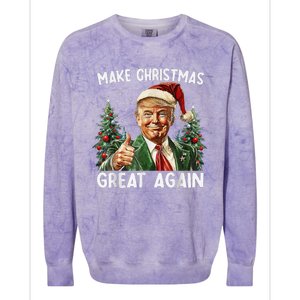 Make Christmas Great Again Funny Santa Trump 2024 Xmas Colorblast Crewneck Sweatshirt