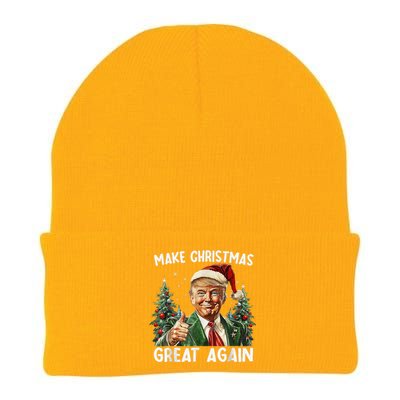 Make Christmas Great Again Funny Santa Trump 2024 Xmas Knit Cap Winter Beanie