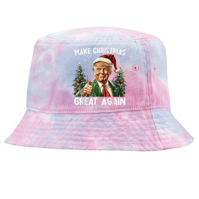 Make Christmas Great Again Funny Santa Trump 2024 Xmas Tie-Dyed Bucket Hat