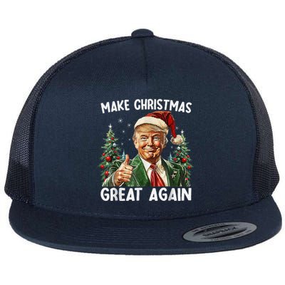 Make Christmas Great Again Funny Santa Trump 2024 Xmas Flat Bill Trucker Hat