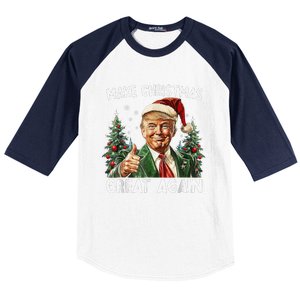 Make Christmas Great Again Funny Santa Trump 2024 Xmas Baseball Sleeve Shirt