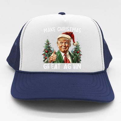 Make Christmas Great Again Funny Santa Trump 2024 Xmas Trucker Hat