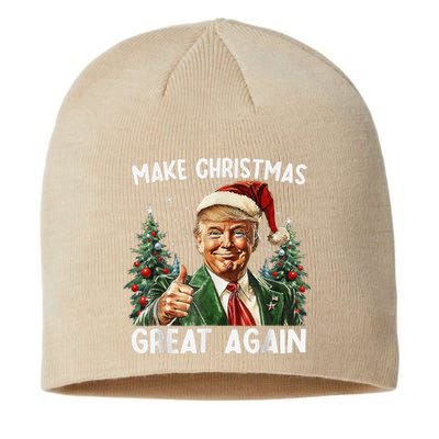 Make Christmas Great Again Funny Santa Trump 2024 Xmas Sustainable Beanie