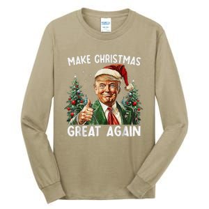 Make Christmas Great Again Funny Santa Trump 2024 Xmas Tall Long Sleeve T-Shirt