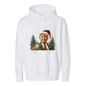 Make Christmas Great Again Funny Santa Trump 2024 Xmas Garment-Dyed Fleece Hoodie