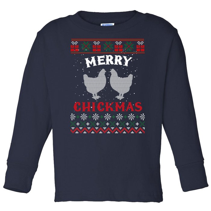 Merry Chickmas Gift For Christmas Lovers Toddler Long Sleeve Shirt