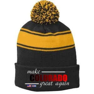 Make Colorado Great Again Stripe Pom Pom Beanie