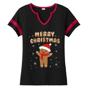 Merry Christmas Gingerbread Merry Christmas Cookie Bakers Ladies Halftime Notch Neck Tee