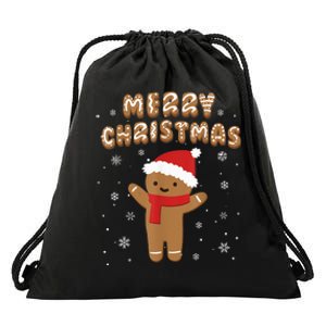 Merry Christmas Gingerbread Merry Christmas Cookie Bakers Drawstring Bag