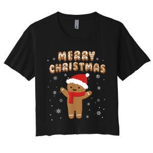 Merry Christmas Gingerbread Merry Christmas Cookie Bakers Women's Crop Top Tee