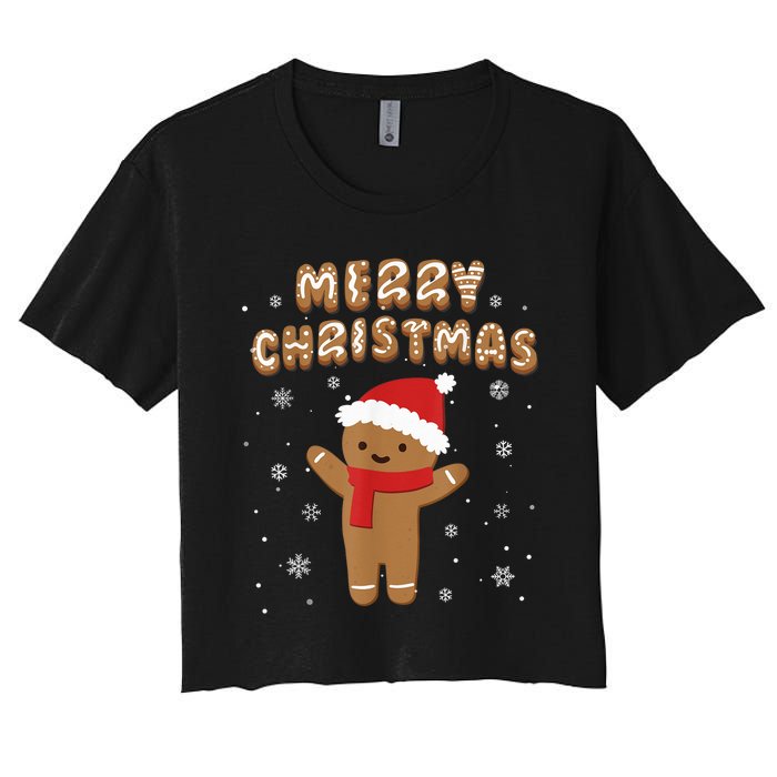 Merry Christmas Gingerbread Merry Christmas Cookie Bakers Women's Crop Top Tee