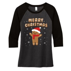 Merry Christmas Gingerbread Merry Christmas Cookie Bakers Women's Tri-Blend 3/4-Sleeve Raglan Shirt