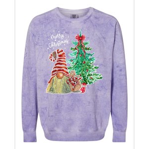 Merry Christmas Gnome Tree Festive Holiday Colorblast Crewneck Sweatshirt