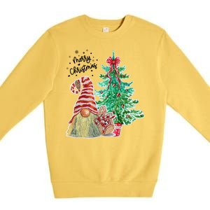 Merry Christmas Gnome Tree Festive Holiday Premium Crewneck Sweatshirt