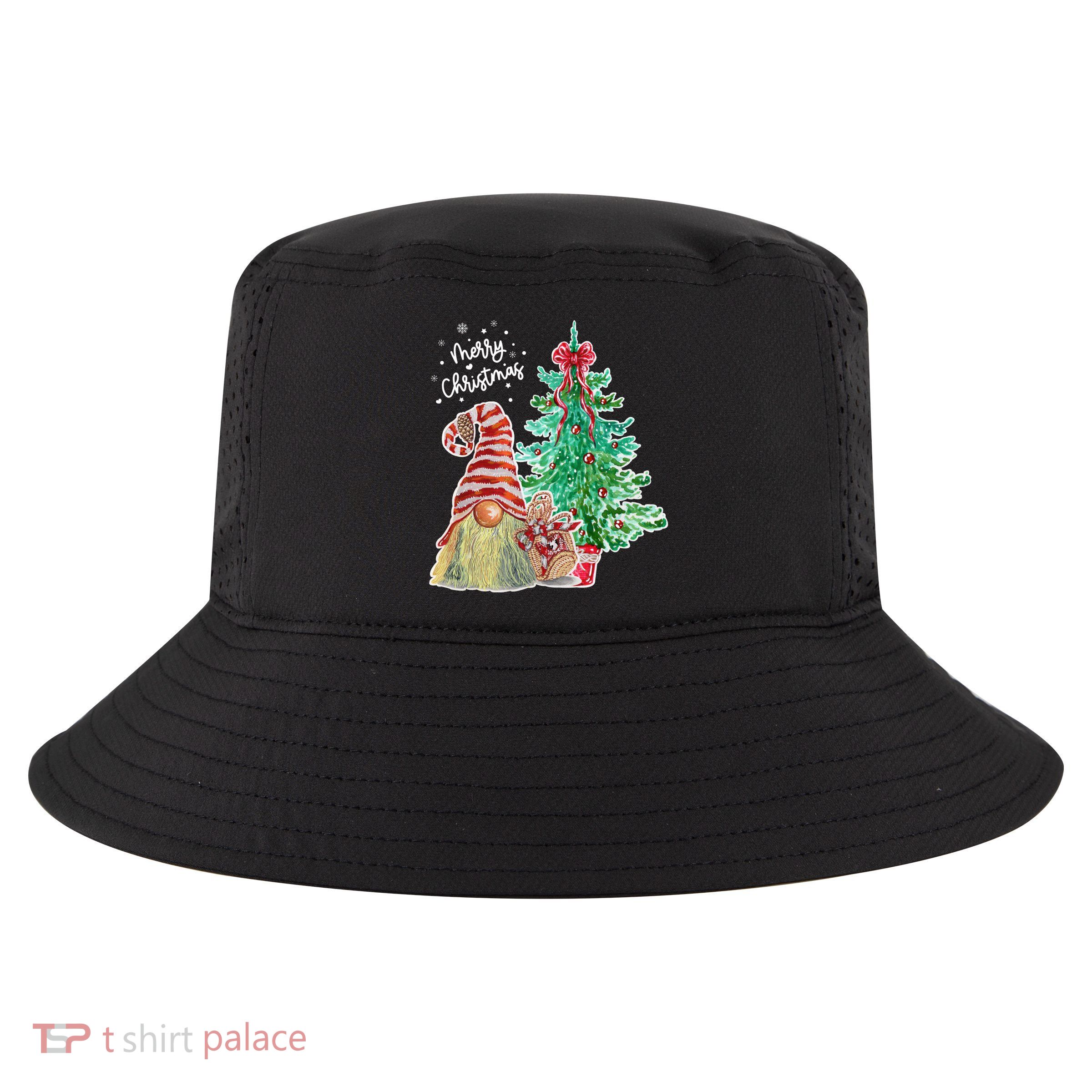 Merry Christmas Gnome Tree Festive Holiday Cool Comfort Performance Bucket Hat