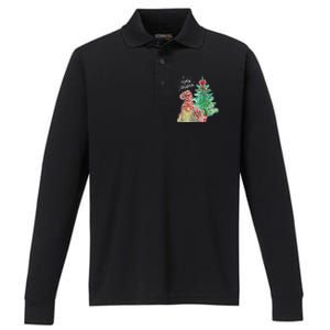 Merry Christmas Gnome Tree Festive Holiday Performance Long Sleeve Polo