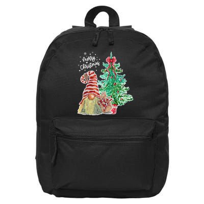 Merry Christmas Gnome Tree Festive Holiday 16 in Basic Backpack