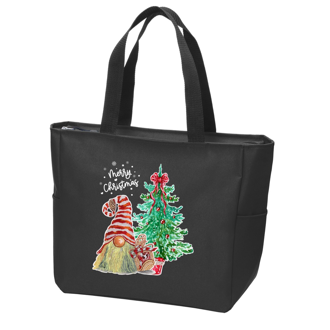Merry Christmas Gnome Tree Festive Holiday Zip Tote Bag
