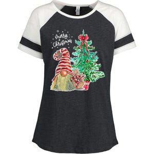 Merry Christmas Gnome Tree Festive Holiday Enza Ladies Jersey Colorblock Tee