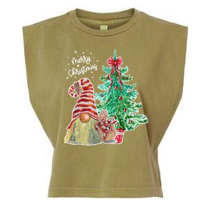 Merry Christmas Gnome Tree Festive Holiday Garment-Dyed Women's Muscle Tee