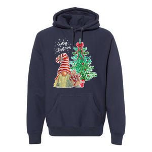 Merry Christmas Gnome Tree Festive Holiday Premium Hoodie