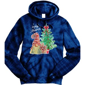 Merry Christmas Gnome Tree Festive Holiday Tie Dye Hoodie