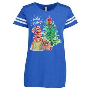 Merry Christmas Gnome Tree Festive Holiday Enza Ladies Jersey Football T-Shirt