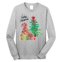 Merry Christmas Gnome Tree Festive Holiday Long Sleeve Shirt