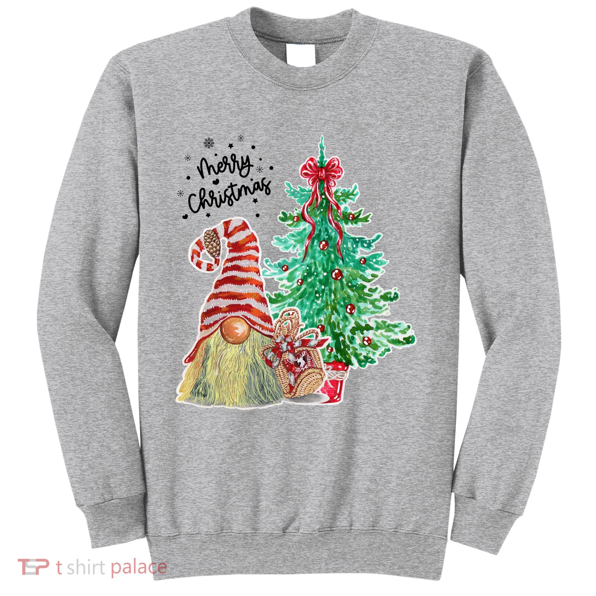 Merry Christmas Gnome Tree Festive Holiday Sweatshirt