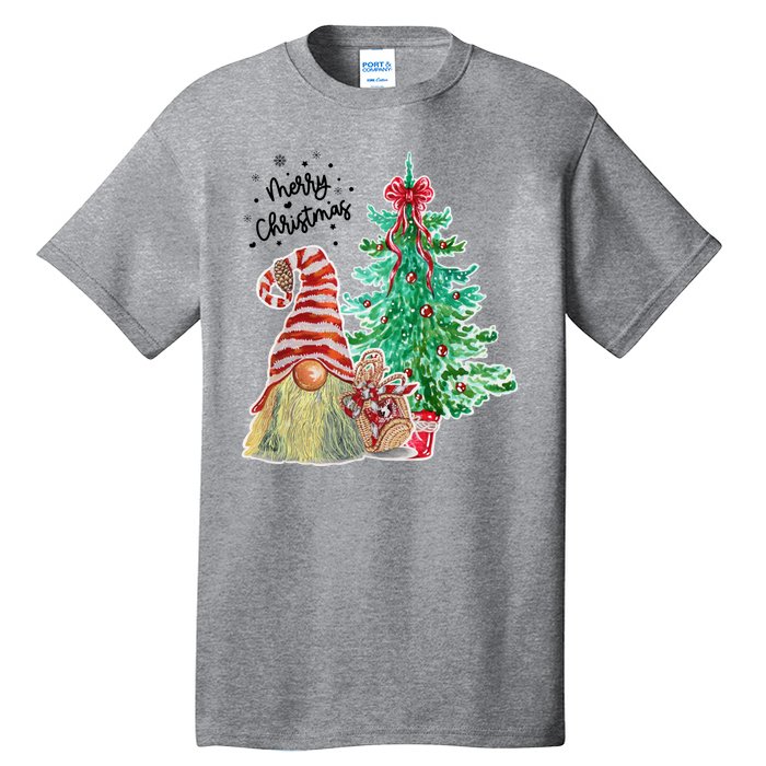 Merry Christmas Gnome Tree Festive Holiday Tall T-Shirt