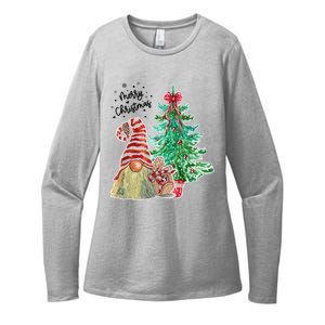 Merry Christmas Gnome Tree Festive Holiday Womens CVC Long Sleeve Shirt