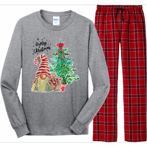 Merry Christmas Gnome Tree Festive Holiday Long Sleeve Pajama Set