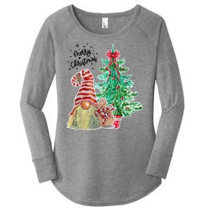 Merry Christmas Gnome Tree Festive Holiday Women's Perfect Tri Tunic Long Sleeve Shirt