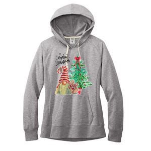 Merry Christmas Gnome Tree Festive Holiday Women's Fleece Hoodie